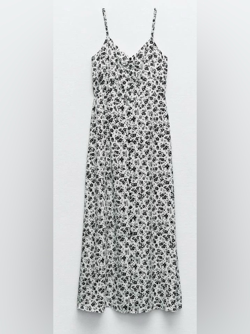 Zara Black and White Floral Maxi Slip Dress